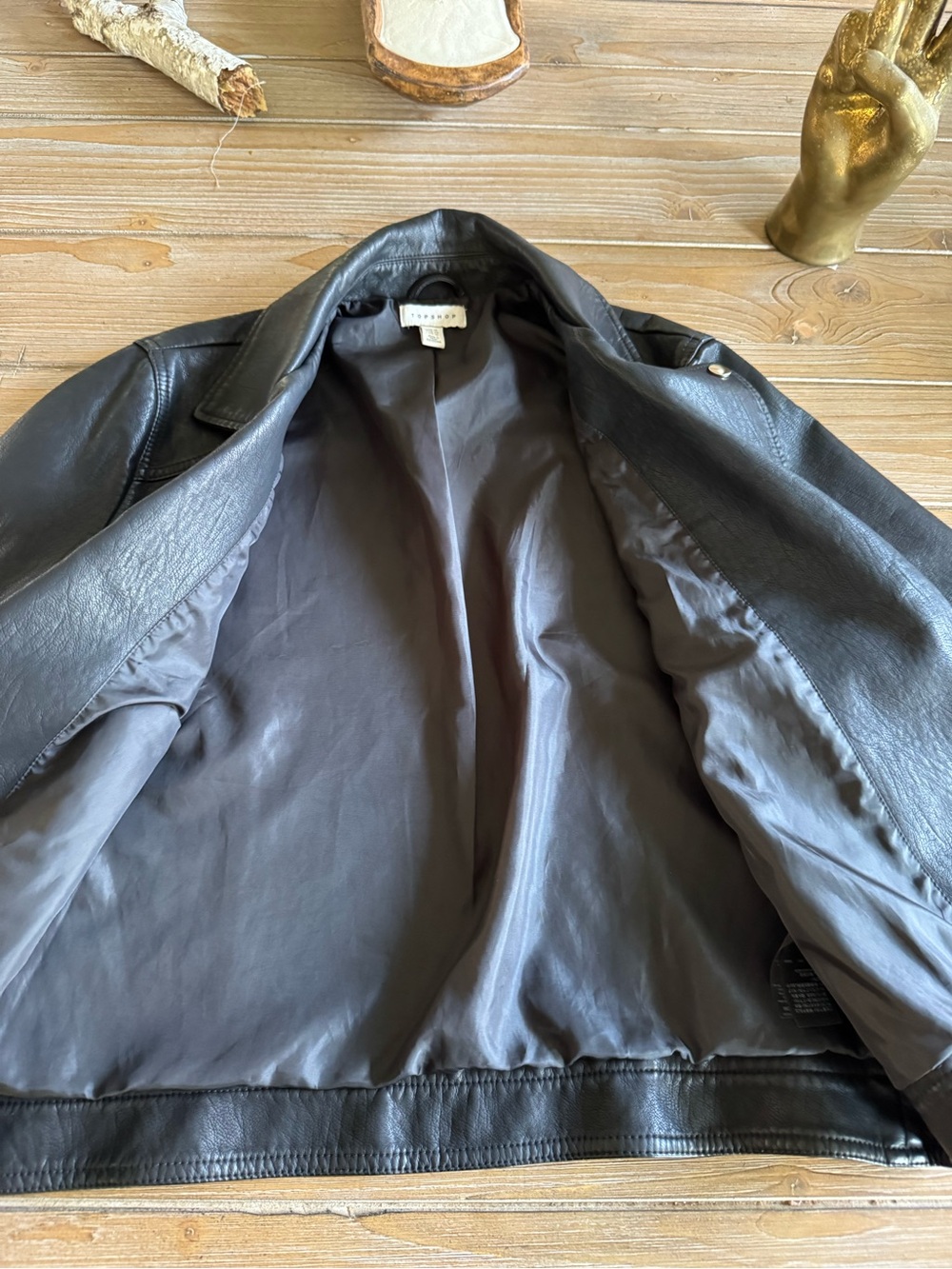 Topshop Black Jacket with Leather Trim - Picture 5 of 9